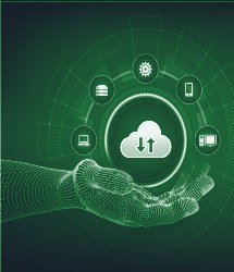 Hand holding a cloud backup symbol