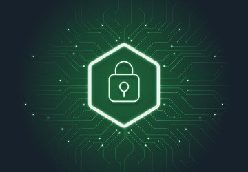 Padlock symbol on a circuit pattern